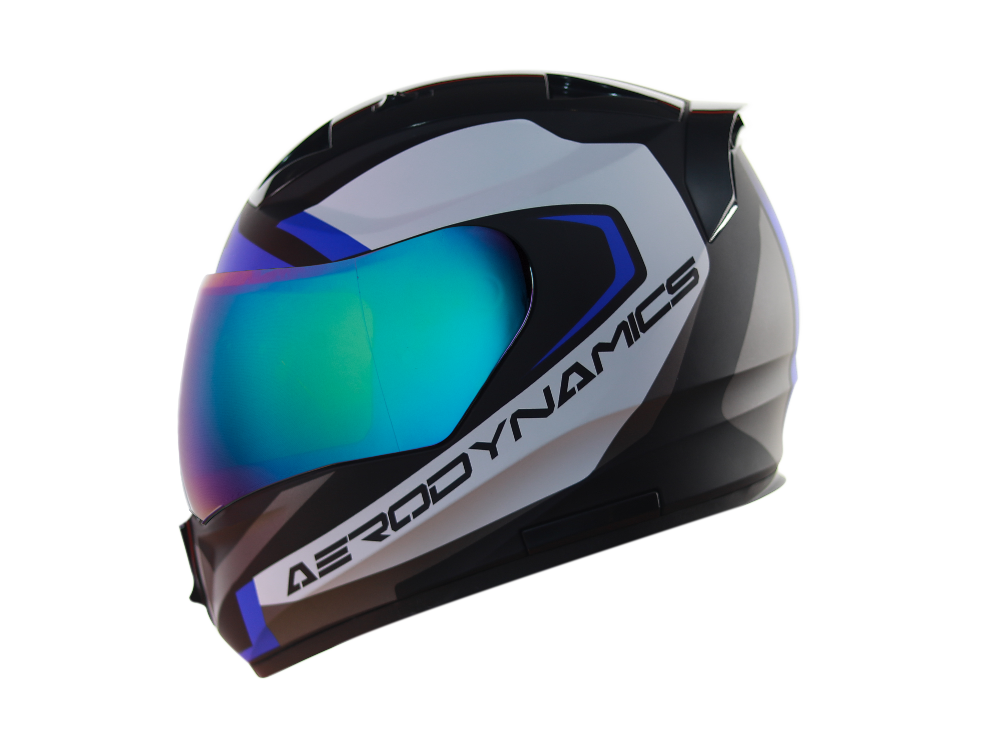 SA-1 Aerodynamics Mat Black With Blue(Fitted With Clear Visor Extra Rainbow Chrome Visor Free)